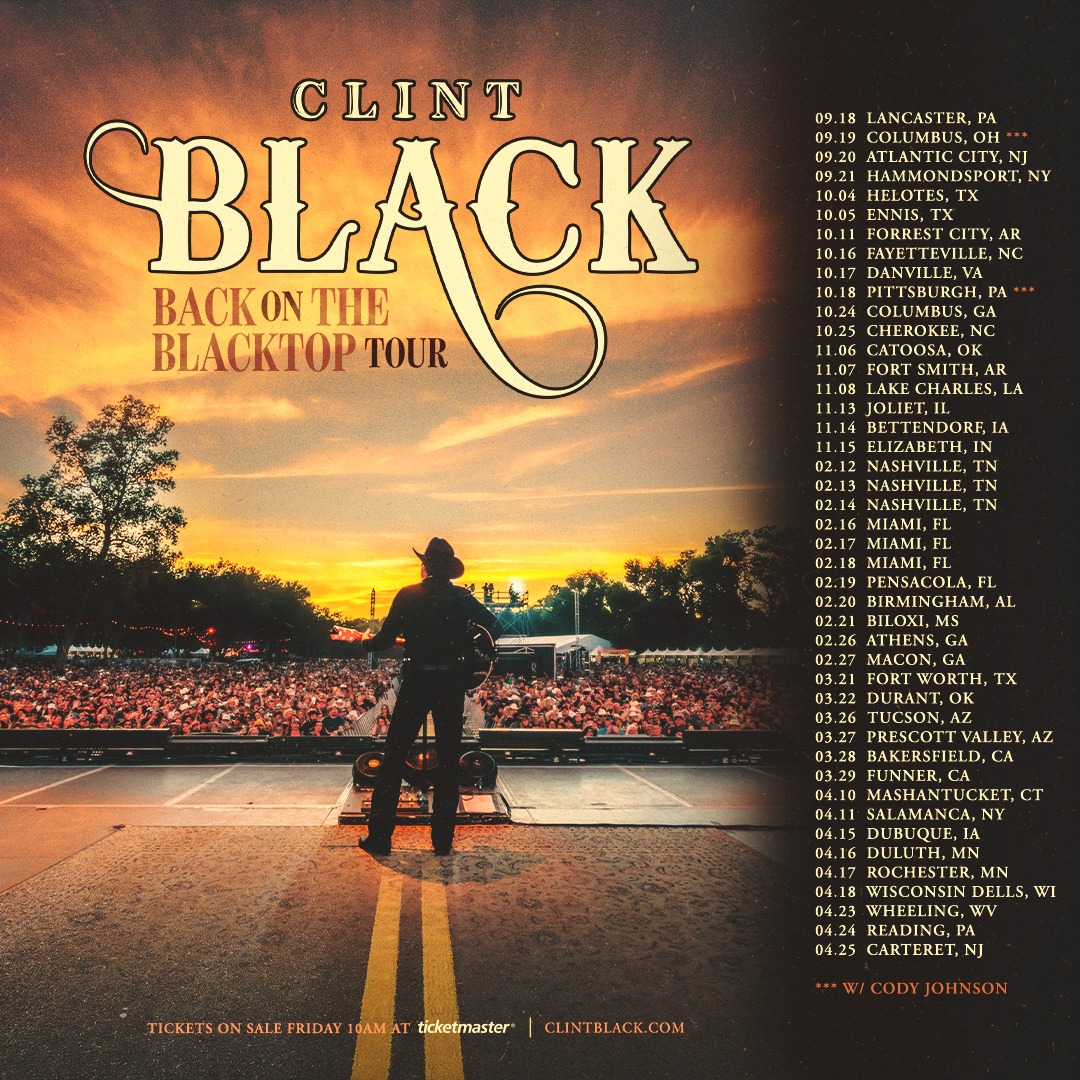 Clint Black Back On The Blacktop Tour Poster 2025-2026